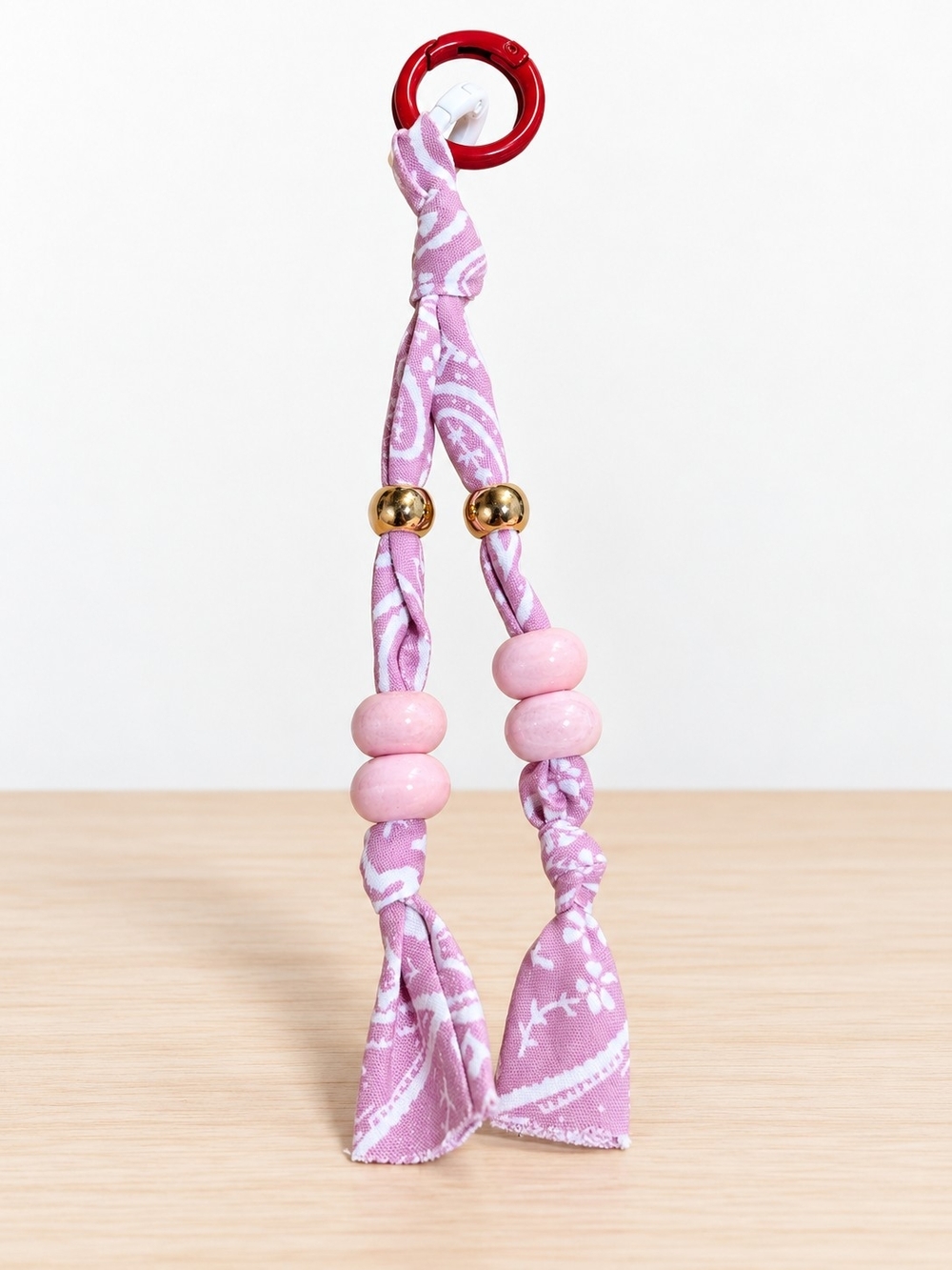 Pink Bandana Bead Keychain Accessory